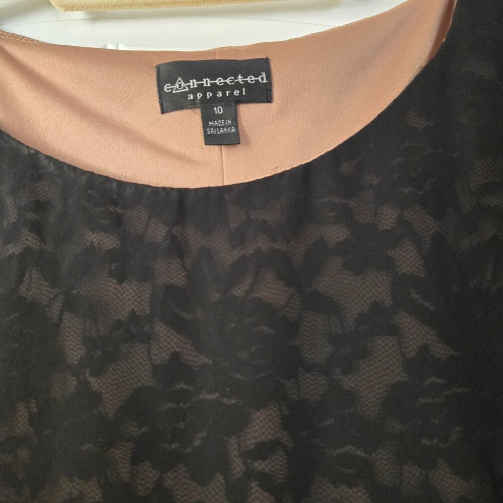 Black lace dress with black overlay cape, size 10 - Picture 3 of 5